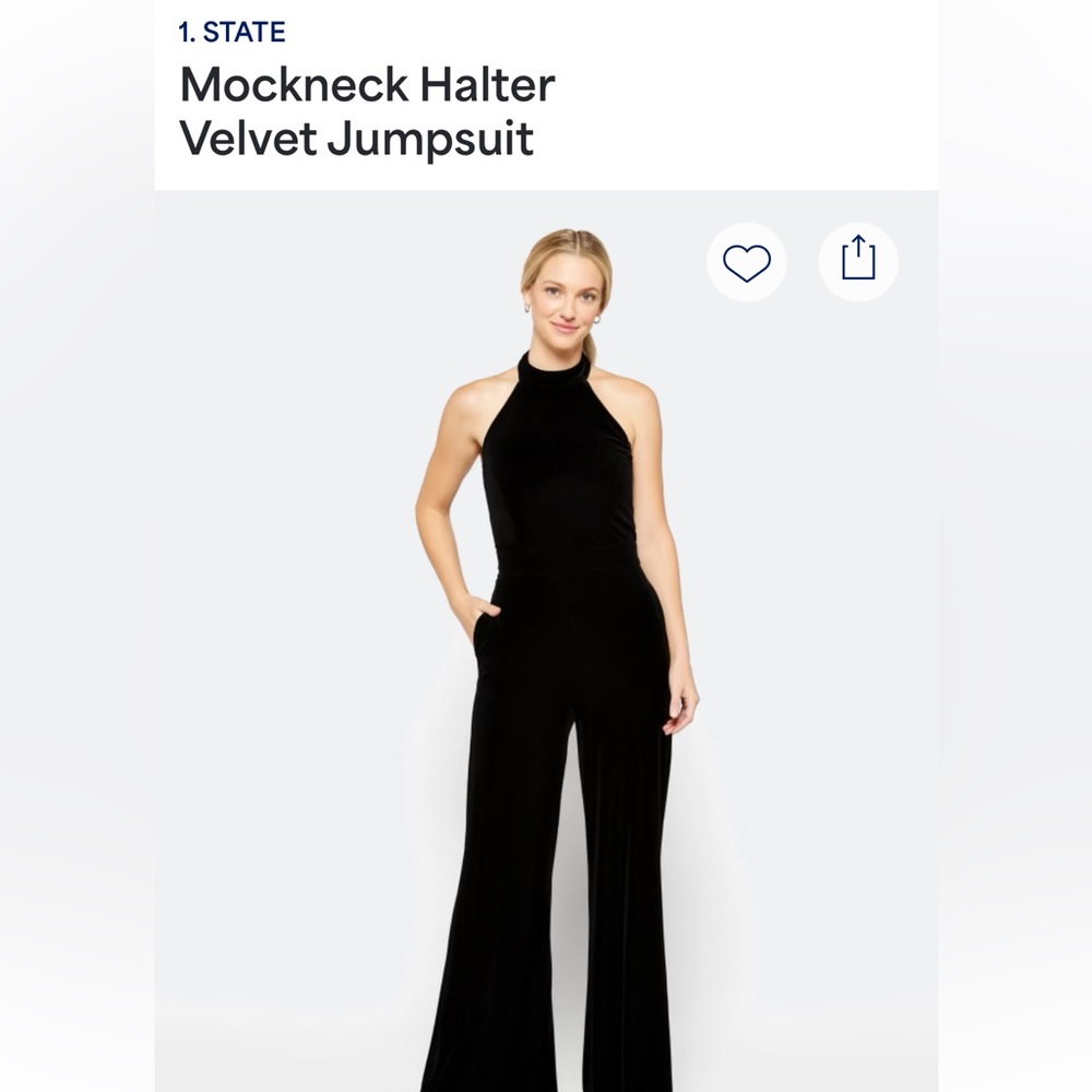 1. State Black Velvet Mockneck Halter Jumpsuit-Worn once